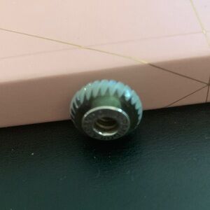 RETIRED Genuine Pandora Murano Charm with Black and Silver Details